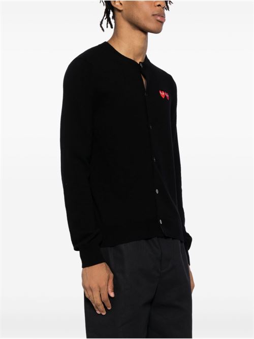 Cardigan con doppio emblema a cuore rosso COMME DES GARÇONS PLAY | AXN0570511BLACK